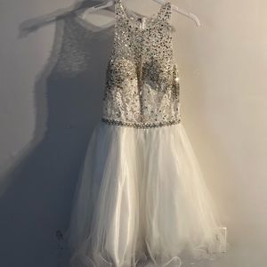 White studded thigh length dress